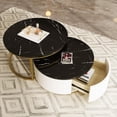 thumbnail image 4 of 27.6" Modern Round Nesting Coffee Table Fluted with Drawer for Home Living Room, Black+Gold, 4 of 9