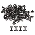 thumbnail image 1 of Unique Bargains 100 Sets Leather Rivets 9mm Double Cap Rivets 12mm Height Metal Studs Rivet, Gun-black, 1 of 5