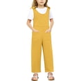 thumbnail image 1 of MIASHUI Combinaisons pour Fille Été Sans Manches Salopettes Enfants Col Rond Pantalons Longs Barboteuses, Jaune, 7-8 Ans, 1 of 5