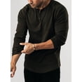 thumbnail image 4 of FAROOT Men's Spring Autumn Casual T-shirt Solid Color Long Sleeve Crewneck Button Down Shirt Tops, 4 of 7