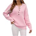 thumbnail image 2 of EGNMCR for Women Sweaters Hiver Chaud en Vrac Haut Uni Sleeve Col Rond Col Rond Sweater, Gifts for Women, 2 of 6