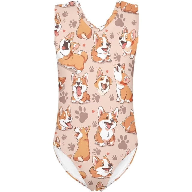 Maillot de Bain une Pièce pour Filles 3-14 Col en V Maillot Sans Manches