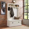 thumbnail image 2 of Pemberley Row Hardwood Distressed White Hall Tree Rectangular 64.5" Unassembled, 2 of 10