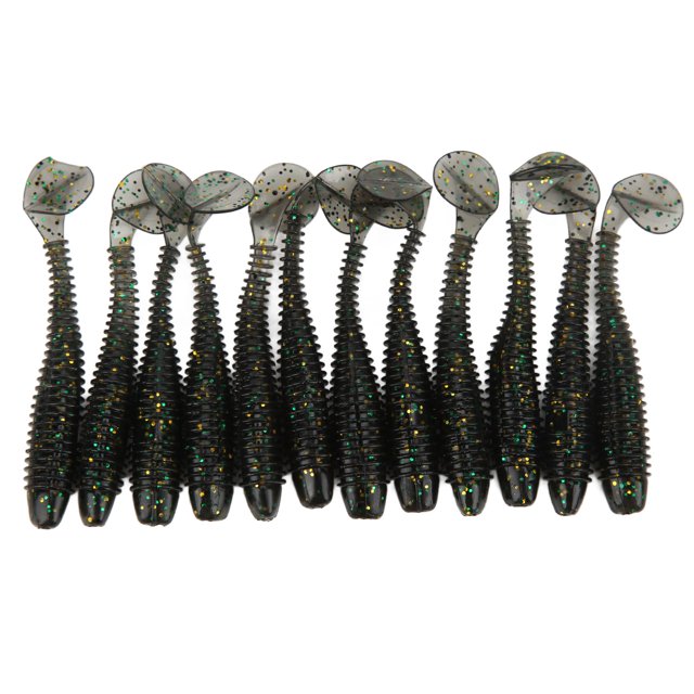 12pcs 70mm / 2.9g T Queue Appât Mou PVC Paddle Queue Artificiel Doux vers Appât Pêche LureFlash Gris