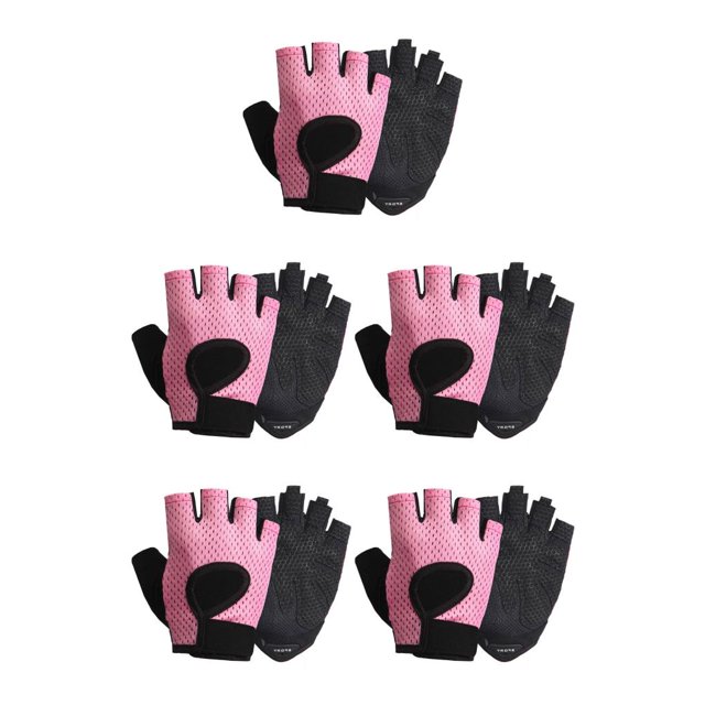 Wweixi 1 Pair Sports Gloves Portable Outdoor Cycling Breathable Shock Absorption Mitts Elastic Nonslip Riding Protection Mittens Pink S 5PCS