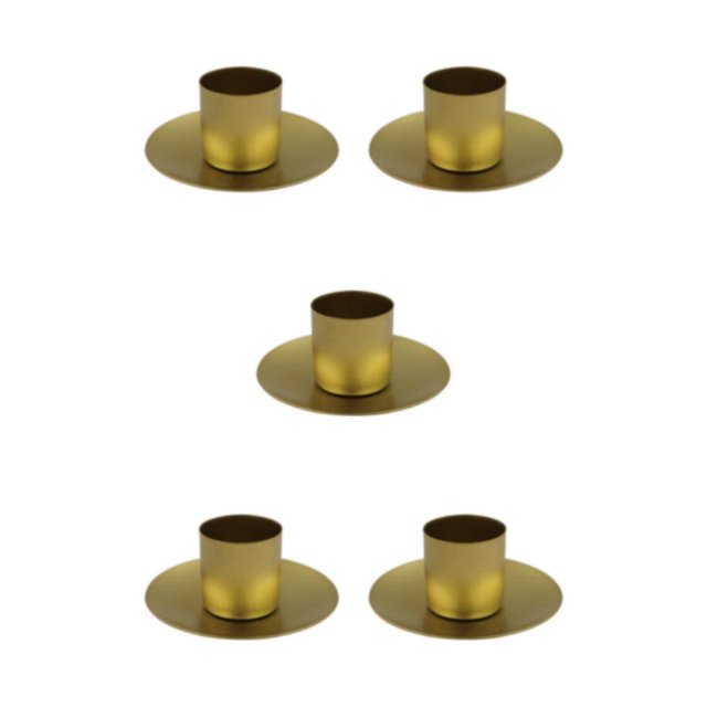 Thinsony Pillar Candle Holder Candlelight Home Decor Party for Dining Christmas Gold Small 5Set