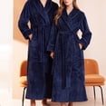 thumbnail image 4 of FAIWAD Women's Flannel Thickened Nightgown Soft Warm Fuzzy Fleece Robe Solid Color Bathrobe Loungewear with Pockets, 4 of 7