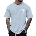 thumbnail image 1 of Caqnni Men's Texture Optimized Plus Size Tee Gentle Massage Effect Fabric Crew Neck Shirt for Relaxed Days and Sensitive Skin(Light Blue,2XL), 1 of 3