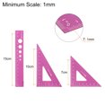 thumbnail image 2 of Unique Bargains Ensemble de Géométrie, Ensemble de Règles en Alliage d'Aluminium avec Rapporteur, 15 cm, Rouge Rose, Lot de 4, 2 of 5