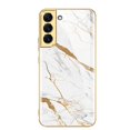 thumbnail image 1 of Full Cover Phone Case Tempered Glass Hard Printed Smartphone Bumper Case Cell Phone Covers Electroplated for S22/22Plus/Ultra Camera Protection Protective  Galaxy S22 ULTRA Golden Thread, 1 of 8