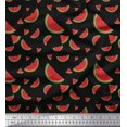 thumbnail image 1 of Soimoi Black Poly Georgette Fabric Watermelon Fruits Fabric Prints By Yard 52 Inch Wide, 1 of 3