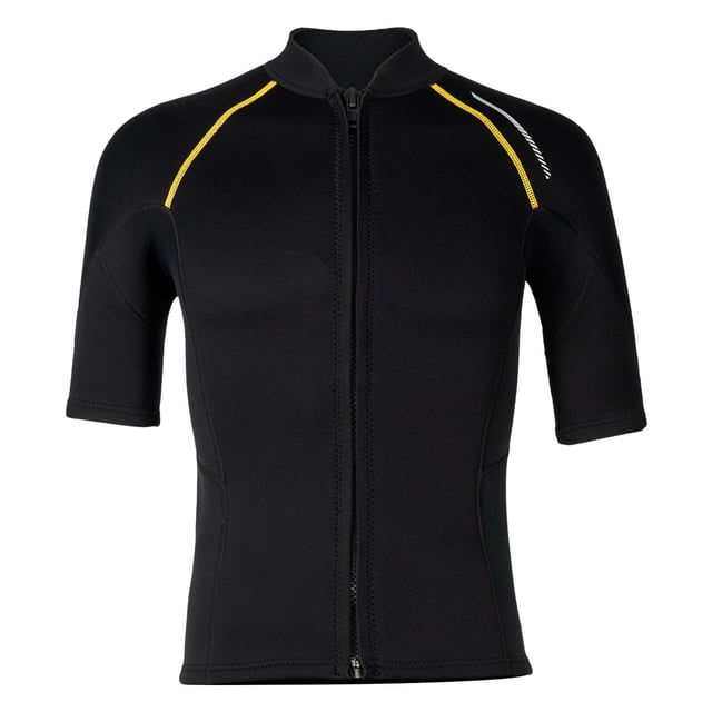 Sinleey Men 1.5mm Neoprene Wetsuits Top Short Sleeve Rash Guard Shirts Professional Swimwear Black 3XL