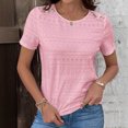 thumbnail image 2 of Timegard Hauts d'Été pour Femmes Épaules Tombantes Bouton Col Rond Confortable Décontracté Ajusté Manches Courtes T-Shirts, 2 of 8