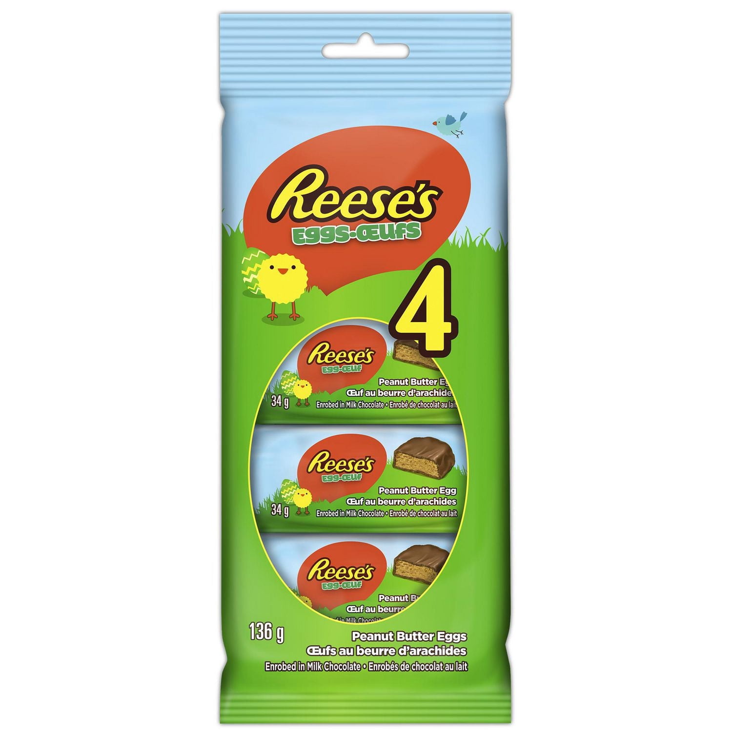 REESE'S Peanut Butter and Milk Chocolate Easter Eggs Multi-Pack, 136g