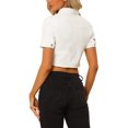thumbnail image 3 of INSPIRE CHIC Women's Cropped Denim Jacket Short Sleeve Button Front Jean Jacket XS White, 3 of 6