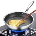 thumbnail image 3 of WASHWEPE Honeycomb Nonstick Stainless Steel Frying Pan for Cooking Silver Skillet with Ergonomic Handle Heat Resistant 8.5 inch, 3 of 8