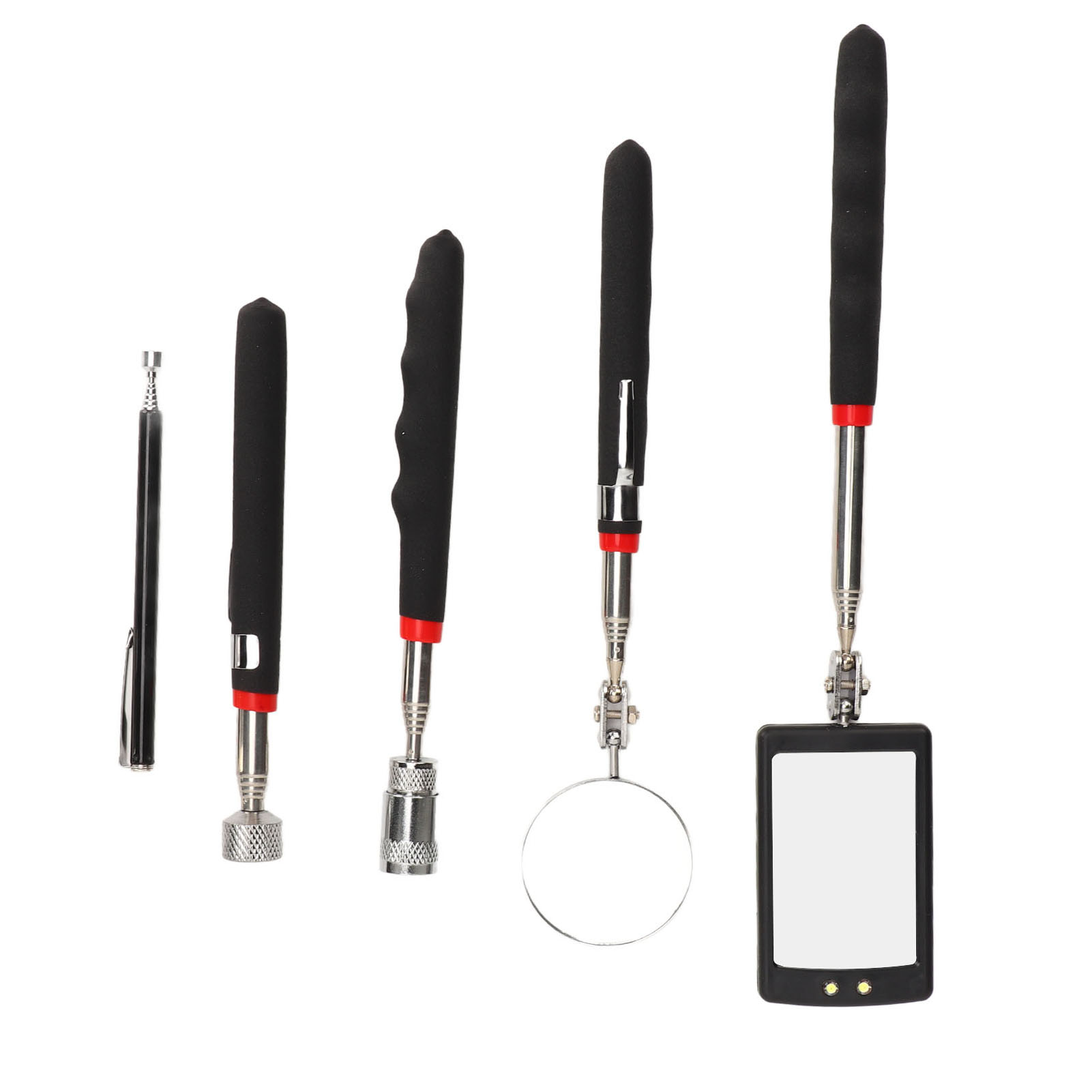 Telescoping  Pick Up Tool, Portable Flexible Wide Application 5pcs  Pickup Tool Set LED  For Inspection
