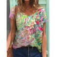 thumbnail image 2 of DPTALR T-shirt à Manches Courtes Imprimé à Grand Col en V pour Femmes Haut pour Femmes, 2 of 9