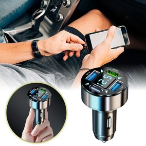 2025 Mise à jour 4 Chargeur de voiture rapide Ports, chargeur de voiture de type C très rapide USB C, LED Chargeur de voiture d'affichage numérique, Accessoires d'adaptateur de voiture pour hommes Femmes
