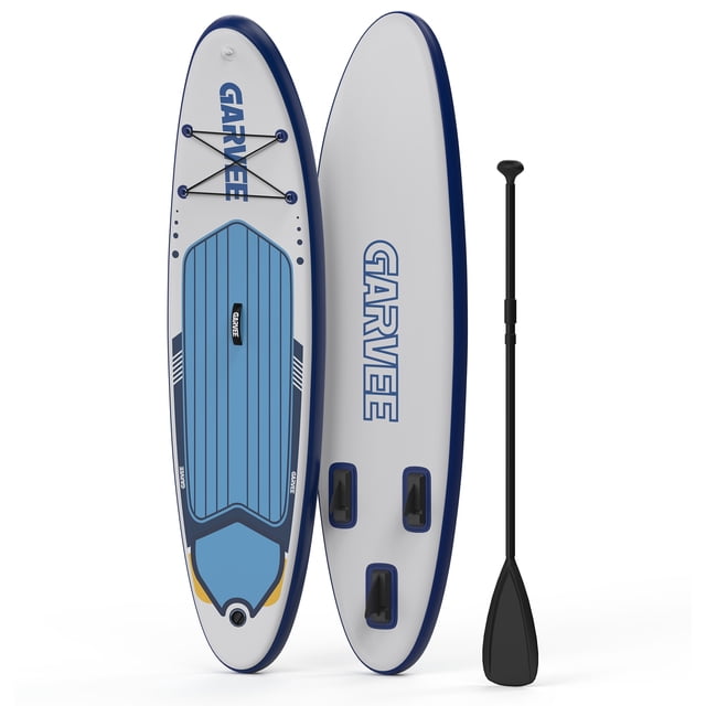 Garvee Inflatable Stand-up Paddle Board, 11' x 34'' x 6'', Manual Pump, with Camera Mount, White & Blue