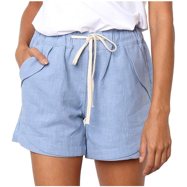 Birdeem Womens Plus Size Drawstring Casual Elastic Waist Pocket Loose Solid Shorts Pants