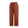 thumbnail image 4 of Timegard Capri Shorts for Women Cotton Linen Elastic Waisted Drawstring Lounge 3/4 Shorts with Pockets, 4 of 6