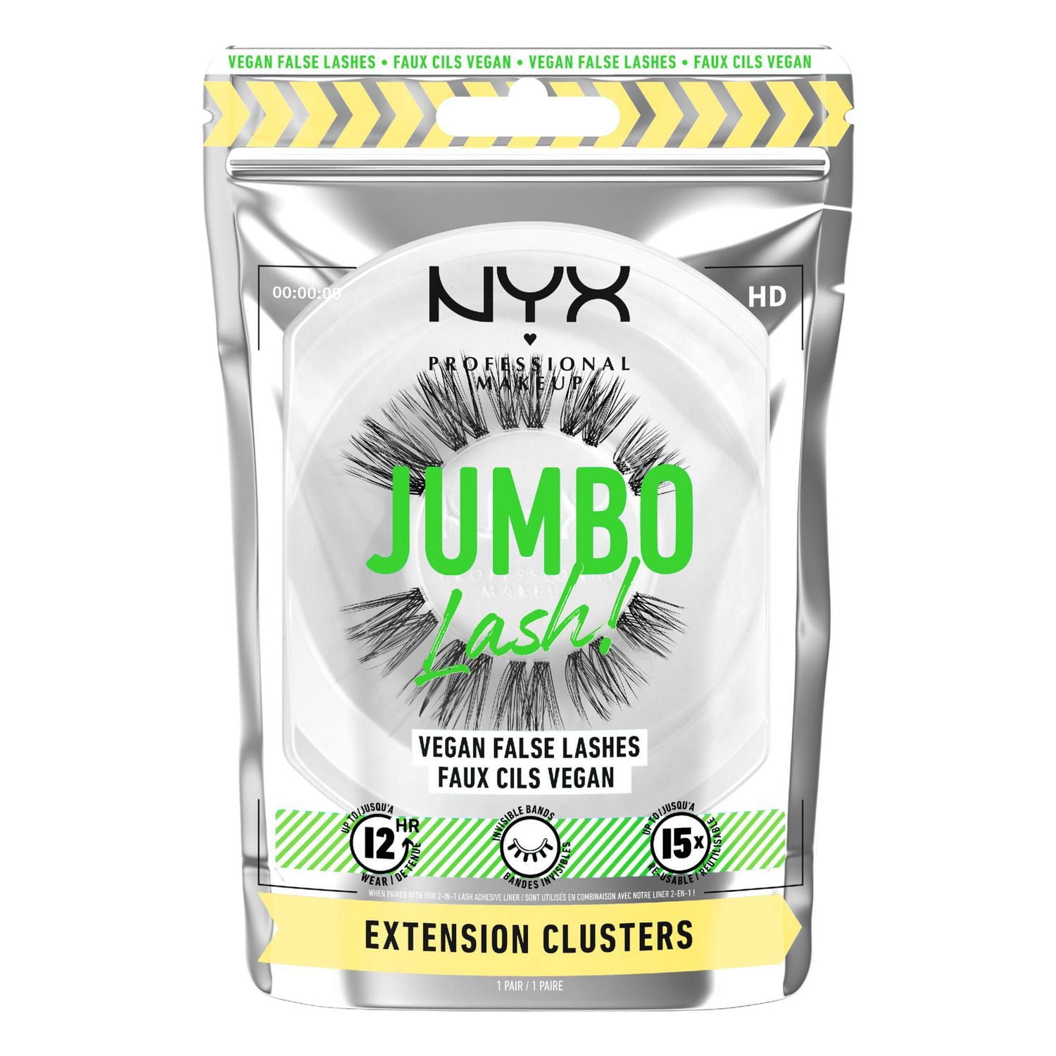 NYX PROFESSIONAL MAKEUP, Faux Cils Jumbo Lash!, Faux cils végétaliens, Réutilisables - EGO-FLARE