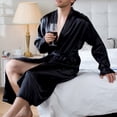 thumbnail image 4 of Men Solid Casual Long Sleeves Lace-up Home Pocket Long Pajama Robe, 4 of 6