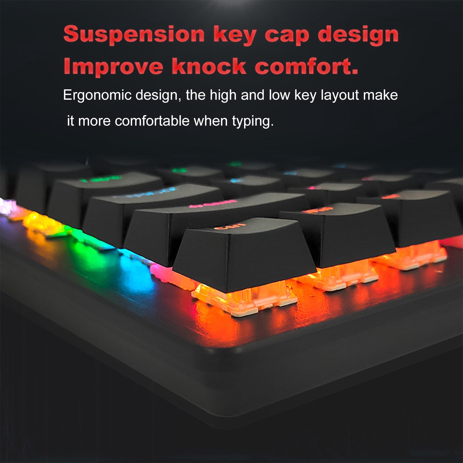 Wired Mechanical Keyboard, 104-Key Real Mechanical Gaming Keyboard Rainbow Backlit Keyboard Ergonomic Design USB Wired Keyboard for Wins PC Laptop for Game and Office