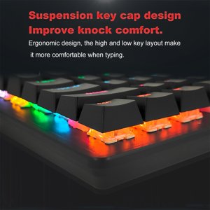 Clavier mécanique filaire, 104-Key Real mécanique jeu clavier Rainbow backlit clavier Ergonomic Design USB Clavier filaire pour les gains PC Ordinateur portable pour jeu et bureau