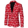 thumbnail image 5 of Men Christmas Snowflake Santa Prom Jackets for Men Printed Pocket Lapel Button Tuxedo Suit Jacket Suit, 5 of 5