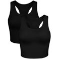thumbnail image 1 of Charmo Crop Tank Tops for Women Built-in Shelf Bra Racerback Cotton Sports Crop Top 2 Pack, 1 of 6