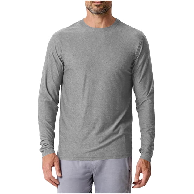 aohooy Men's Running Shirt Long Sleeve Sun Protection Shirts UV SPF UPF 50+ Rash Guard Fishing Quick Dry Lightweight Gray,XL