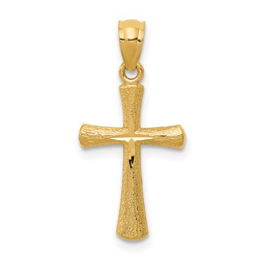 14K Yellow Gold Diamond Cut Cross Pendant