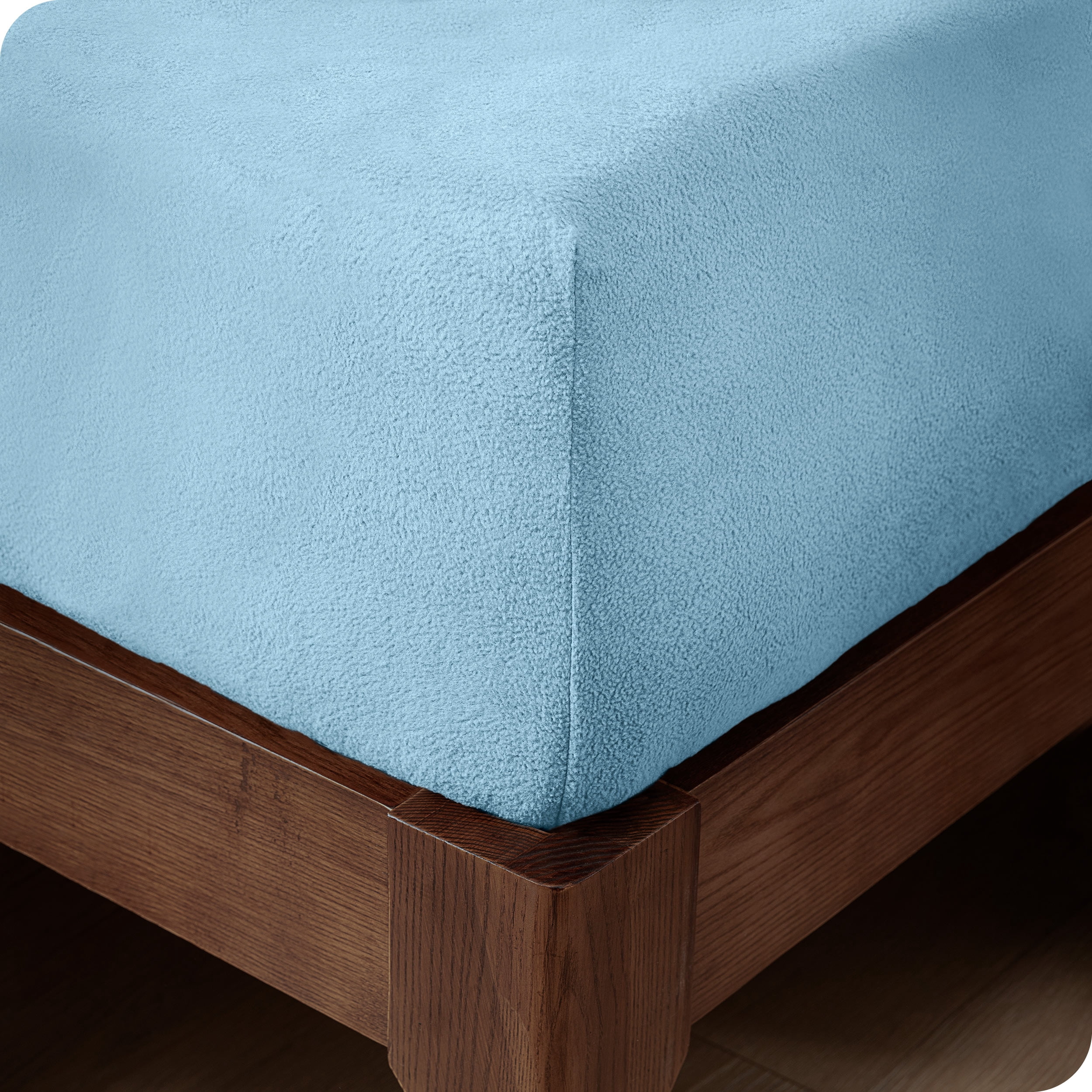 Bare Home Cozy Fleece Fitted Sheet - Extra Plush Polar Fleece - Deep Pocket Bed Sheet - Full, Light Blue
