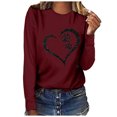 thumbnail image 1 of Besolor Tuniques Automne Printemps pour Femmes 2024 Imprimé Cœur Col Rond Manches Longues Chemises Décontractées Amples Blouse Tee, 1 of 3