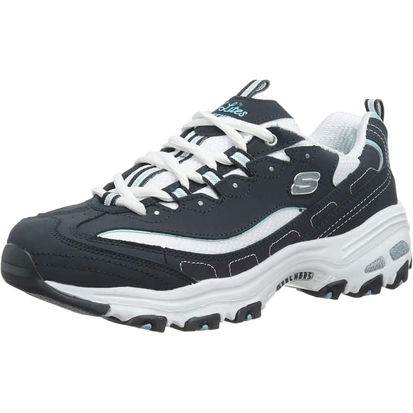 Skechers Womens D'lites Life Saver Memory Foam Lace-up Fashion-sneakers, Navy, 6.5 US