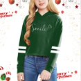 thumbnail image 2 of MIASHUI Chandail en Molleton Fille Enfants Manches Longues Lettres Court Chandail à Capuchon Haut, Vert Foncé, 12-13 Ans, 2 of 4