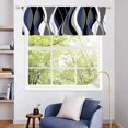 thumbnail image 3 of Navy Blue Valance Curtains for Living Room, Abstract Geometric Pattern Semi Sheer Kitchen Valances for Windows, Rod Pocket Short Window Treatment Decor, 52x18, 3 of 5