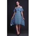 thumbnail image 4 of Bimba Robe Droite Évasée à Épaules Dénudées pour Femmes, Bleu à Imprimé Floral avec Volants à l'Avant - Grand, 4 of 6