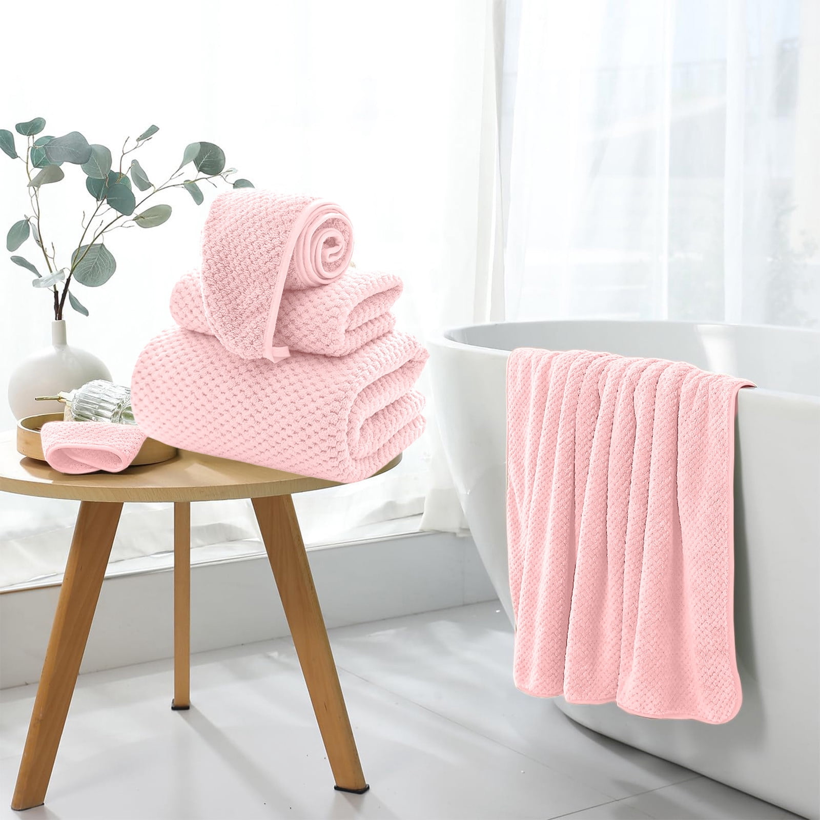 Dvkptbk Extra Large Bath Towel Shower Cap Set Of 3 Oversized Bath Sheet Super Soft Absorbent Bathroom Towel Set Microfiber Dry Shower Towel for Hotel Bath Gym