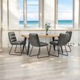 thumbnail image 1 of Homy Casa 63 inch 5-Piece Dining Set, Faux Wood Live Edge Table Faux Leather Upholstered Side Chairs, 1 of 10
