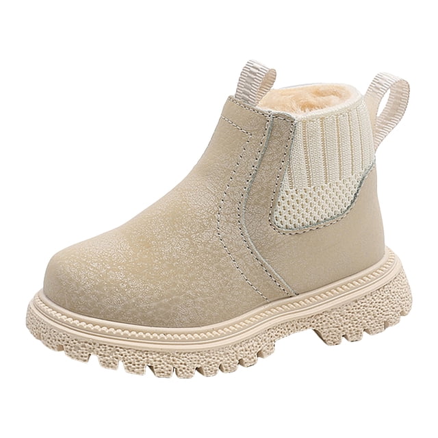 Gubotare Winter Shoes for Girls Baby Winter Snow Boots for Infant Boys Girls Toddler Water-Resistant First Walker Shoes Warm Lining Soft Sole Anti-Slip Size 6.5 (Beige,Toddler 6.5)