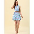 thumbnail image 3 of INSPIRE CHIC Robe Sans Manches Ceinturée au-Dessus du Genou à Demi-Patte de Boutonnage Imprimée pour Femme Bleu-Rose Floral m, 3 of 6