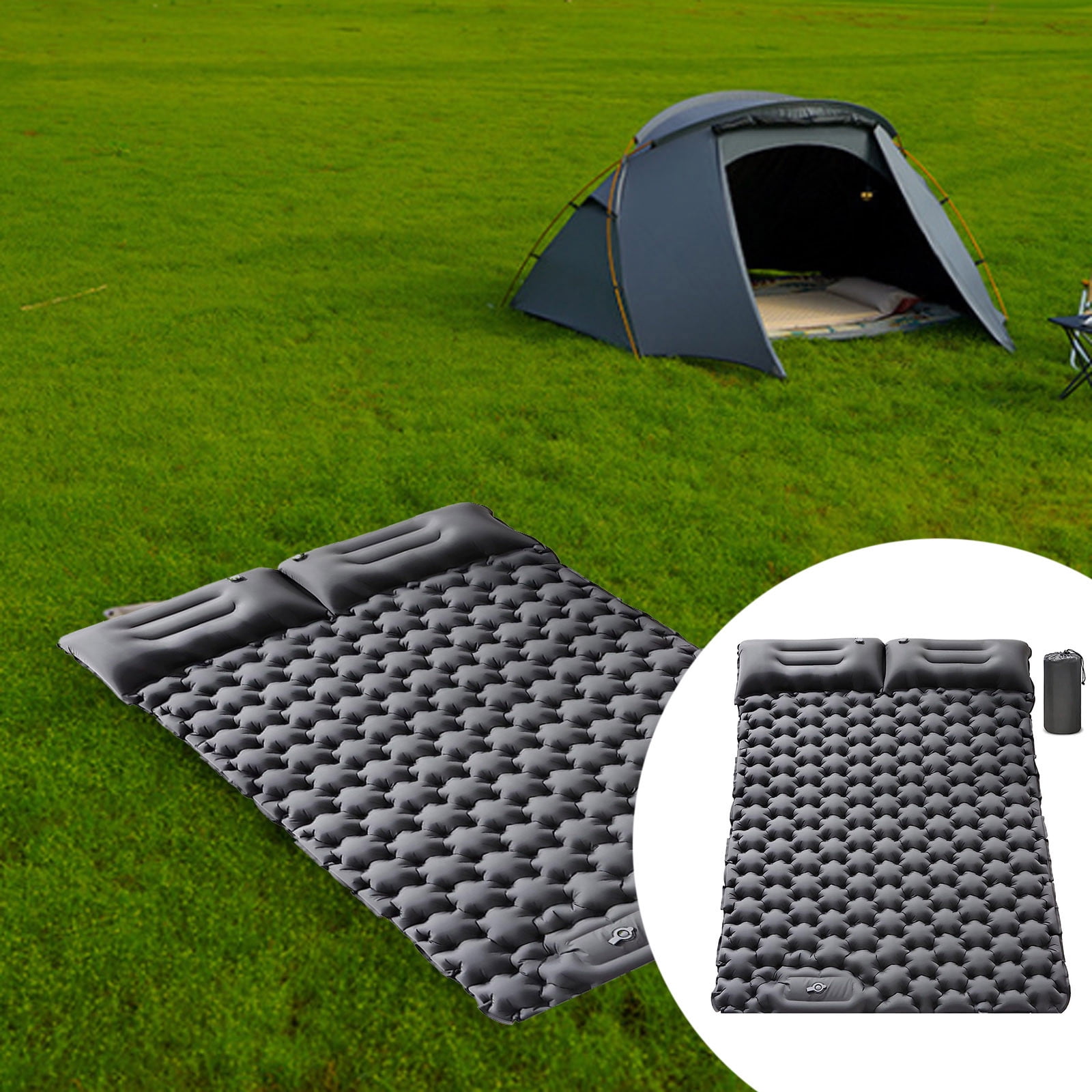 WIFKLSIIPG Matelas de Couchage Double Auto-Gonflant Tapis de Camping Compact Matelas Gonflable Bon pour Camping Randonnée Sac à Dos Tapis Gonflable avec Sac de Transport Tapis de Couchage
