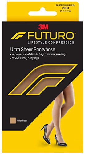 Futuro Collants Ultra Transparents Énergisants pour Femmes, Compression Douce, Coupe Française, Grand, Nude
