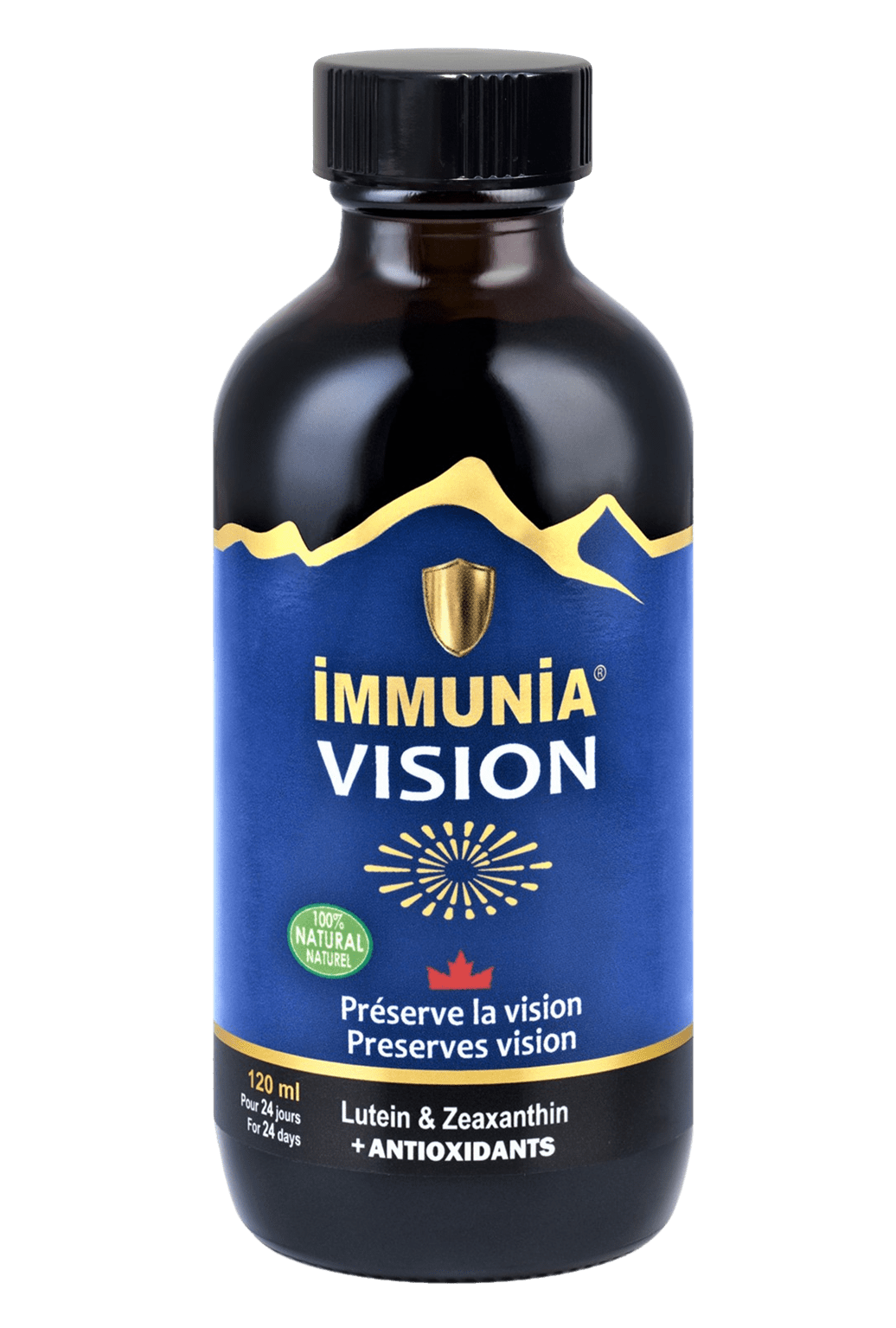 Immunia VISION - Eye health antioxidant supplement. Wild blueberry concentrate, Lutein & Zeaxanthin. Delicious taste. (for 24 days). Made in Canada