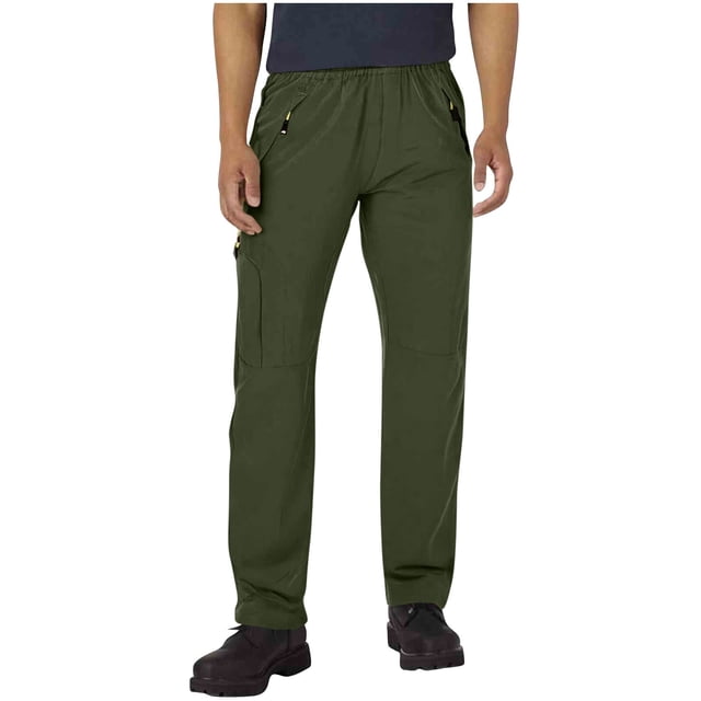 Lovzfmll Unisex Solid Color Quick-Dry Waterproof Hiking Pants, Lightweight, Multiple Pockets for Golf and Hunting Army Green, L