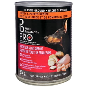 Pure Balance PRO+ Healthy Skin & Coat Support Turkey & Potato Recipe Classic Ground Wet Dog Food, 354 G Can