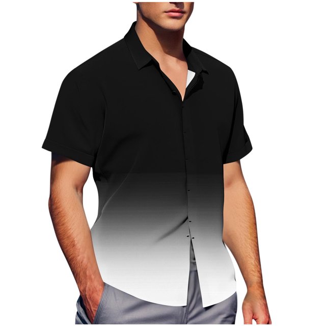 Pisexur Shirts for Man T Hommes Mode Décontractée Col Rabattu Impression Manches Courtes Chemise Boutonnée Blouse Blanche, TG Chemises de Golf Hommes & Chemises Hommes